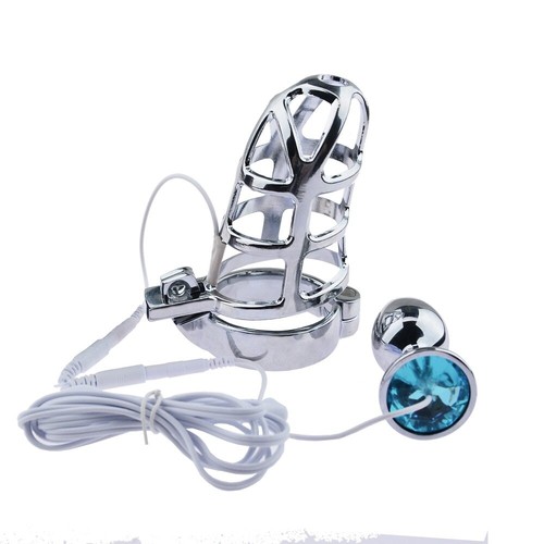 Schock Männlich Keuschheitsgerät Gürtel E-Stim Lock Ring Käfig Bondage Männer Trainer Stecker - Bild 24 von 43