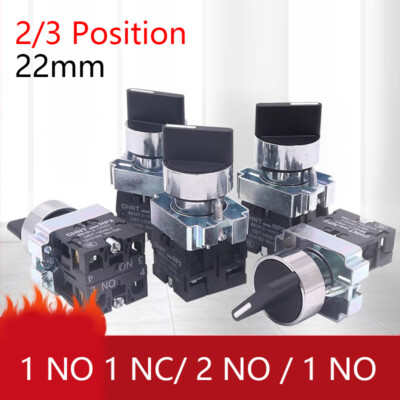 2/3 Position Latching Rotary Control Switch 22mm Panel Mount Changeover Selector