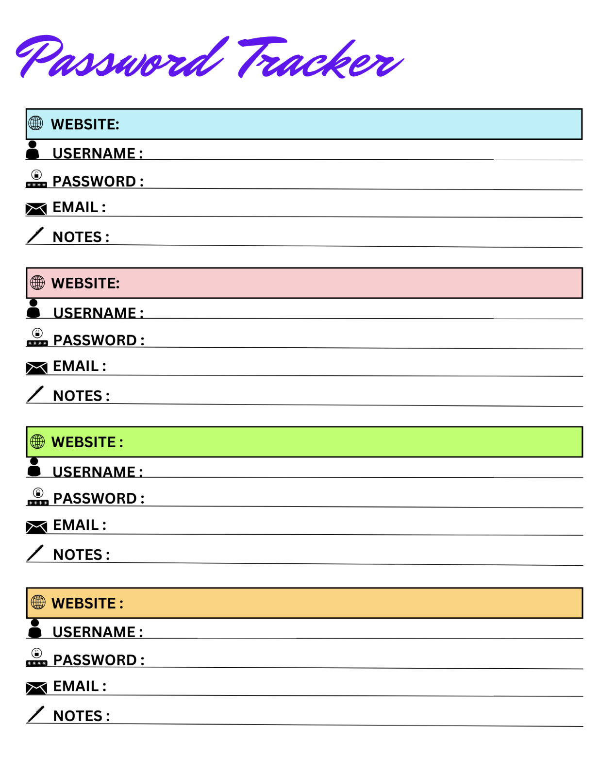 Birthday, Password, Contact List Goodnotes iPad Planner Digital Journal ...