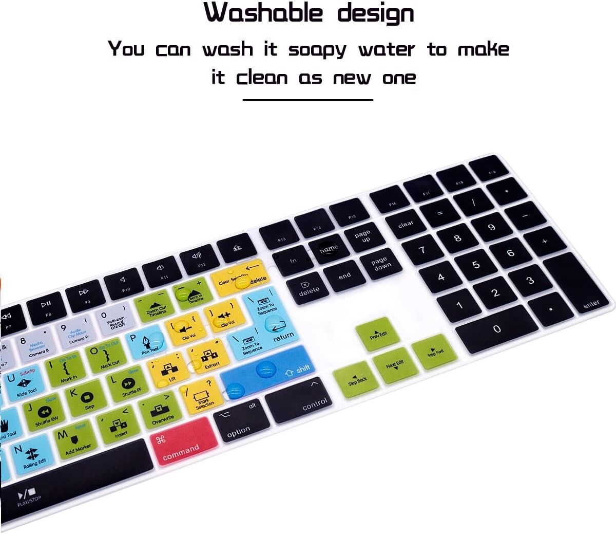 Flexible Silicone Keyboard Skin with Premiere Pro CC Shortcuts - Quiet Typing