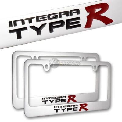 2Pcs ACURA INTEGRA TYPE R Chrome License Plate Frame Hand Painted Engraved NEW!!