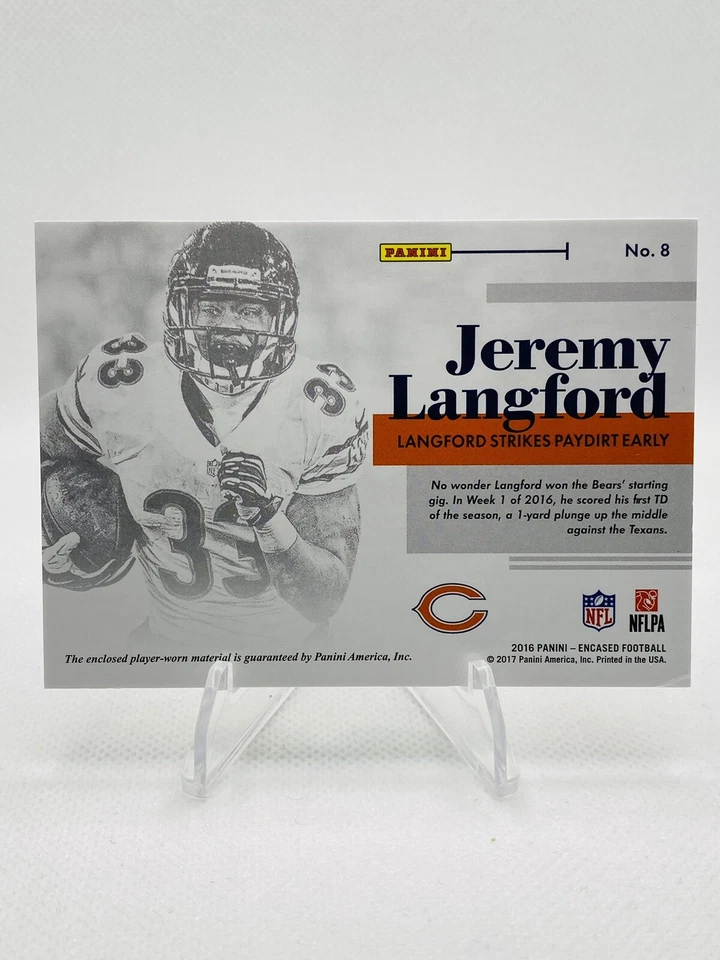 2016 Panini Encased Substantial Swatches #8 Jeremy Langford 01/25 Bears - Image 2 of 2