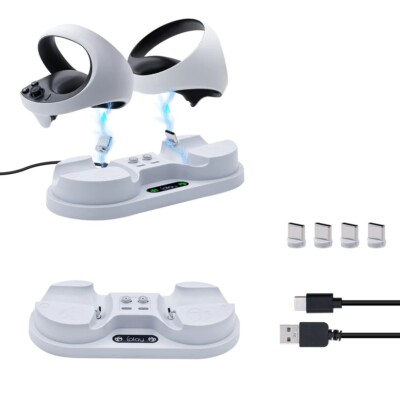 CHARGING DOCK FOR PS5 VR2 CONTROLLER, WHITE, MAGNETIC