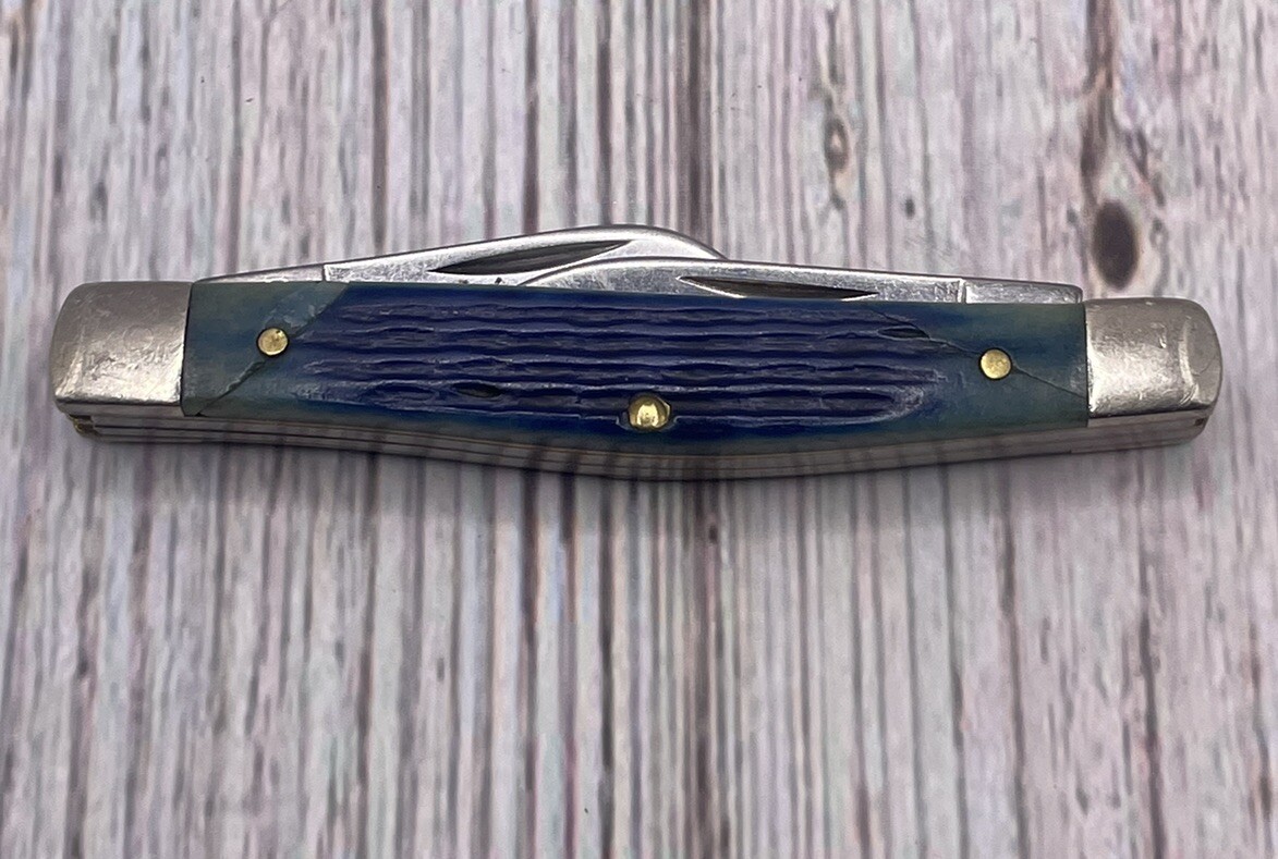 Case XX Knife Made in USA 6344 SS Medium Stockman Blue Jigged Bone Vintage eBay