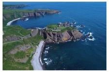 DUNNOTTAR CASTLE, SCOTLAND, UK - 30" x 20" CANVAS - AERIAL LANDSCAPES CASTLES