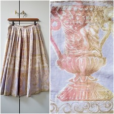 Vintage 50s 1950s Pastel Novelty Rockabilly Swing Circle Skirt Cotton Handmade