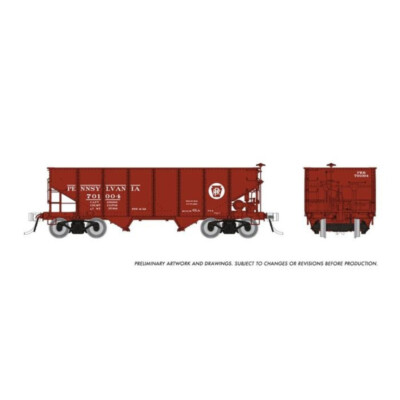 Rapido 148010 HO Scale Pennsylvania GLa 2-Bay Hopper Circle Keystone #3 (6 Pack)