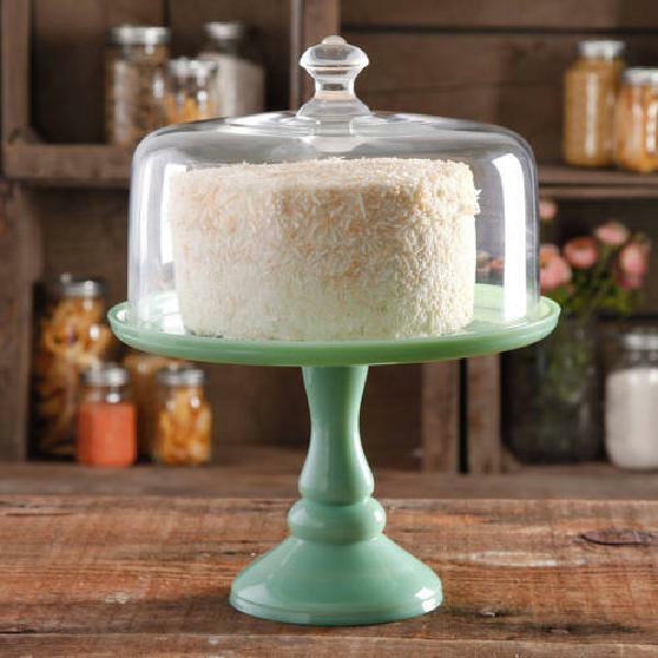 Traditional Teal Cake Stand Turquoise Glass Cover Ree Drummond Pioneer