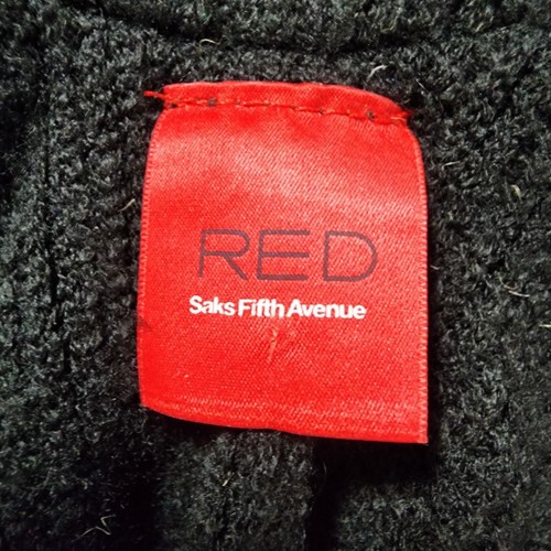 Vintage 90s RED by SAKS FIFTH AVENUE Black Faux Fur Collared Fringe Trim Cape - Picture 7 of 8