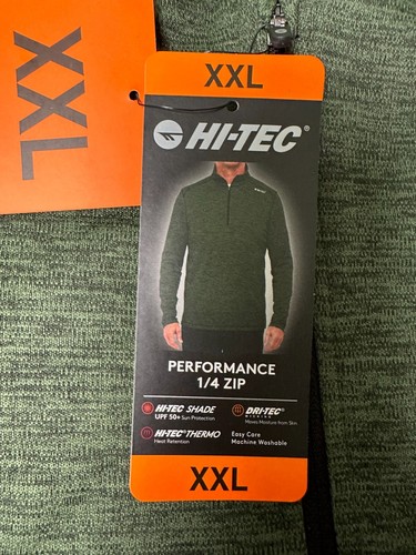 Camisa Pullover HI-TEC Para Hombre 1/4 Cremallera Rendimiento Absorbente de Humedad Verde XXL - Imagen 3 de 9