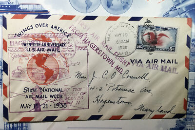 NANEE-B)US FLIGHT COVER 1938,HAGERSTOWN MD, 20TH ANNIV.SC#AP15.C23,6C,BK740