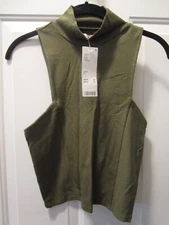 URBAN OUTFITTERS MOCK NECK RIBBED TANK TOP IN DARK GREEN SIZE MEDIUM  NEW