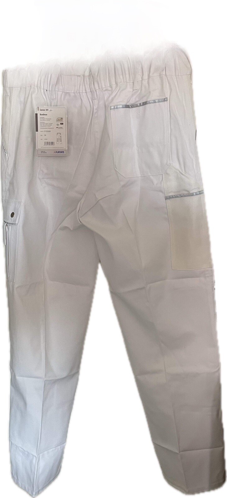 Pantalon de travail Planam blanc anti-douleur aux genoux en coton épais Canvas 320