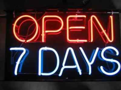 14''x9'' Open 7 Days  Acrylic Neon Sign Light Lamp Shop Decor Bar Show Artwork ZM