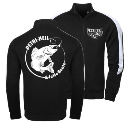 Herren Männer Trainingsjacke Sweatjacke Angler Petri Heil Fette Beute Fische