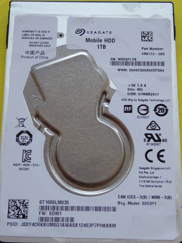 ST1000LM035 Seagate SN: WDE PN: 1RK172-285 FW: SDM1 WU | FEBBRAIO - NOVEMBRE 2017 | 1 TB - Foto 3 di 5