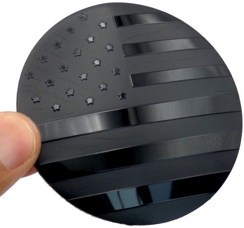 1x Patriotic American Flag Decal Sticker Emblem Aluminum Dome 65mm 2.55" Black - Foto 6 di 21