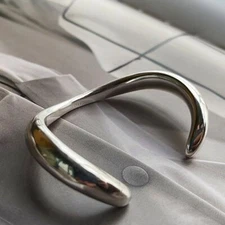 Vintage Arc Irregular Bracelet Retro Elegant 925 Sterling Silver Cuff Bangle