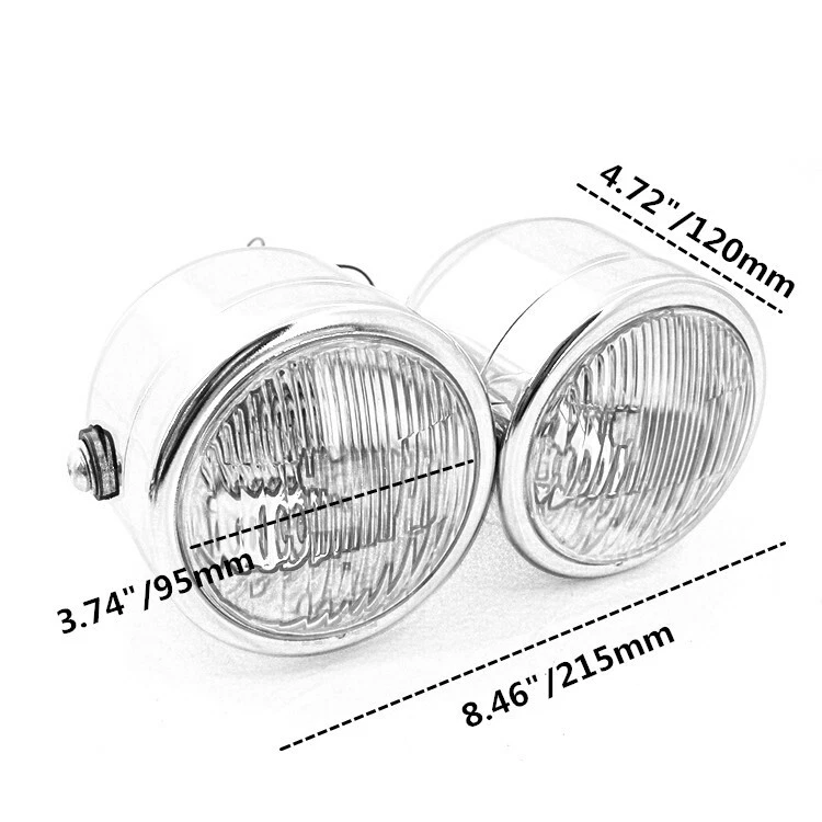 12V Twin Headlight Motorcycle Double Dual Lamp Black Street Fighter Universal - Imagem 2 de 4