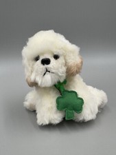 Russ Dog Muffin Bichon Frise Maltese Puppy White W/ Shamrock Irish Small 5”