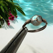 Labradorite Wire-Wrapped Ring in Copper ring Size 7