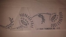 Vintage Blumen Bord&uuml;re Stickerei Transfermuster Rotkehlchen 1115