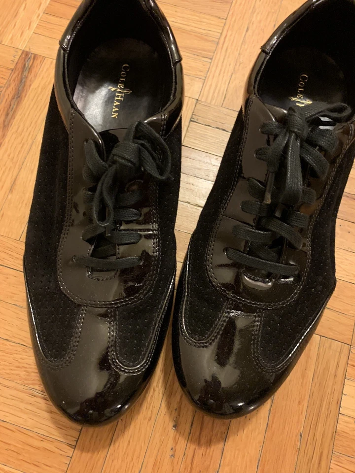Cole Haan Black Patent Leather and Suede Oxfords
