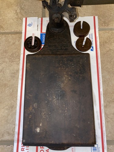 E. & T. Fairbanks Scale Antique Cast Iron Platform Dual Brass Balken 1855 Scoop - Bild 5 von 11