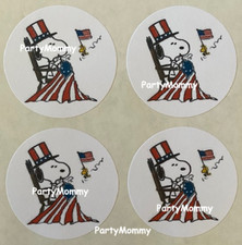 4TH OF JULY STICKERS, ENVELOPE SEALS, LABELS, 1.5", 30 ROUND, TAGS, BEAGLE