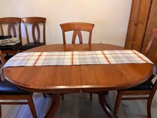 New Farmhouse Fall Plaid Flannel table runner - gray cream tan rust 14" X 72"