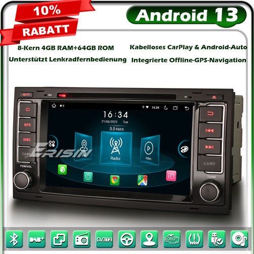 Radio de coche 8 núcleos 64 GB Android 14 GPS Navi DAB + DSP DVD para VW T5 Multivan Touareg - Imagen 1 de 24