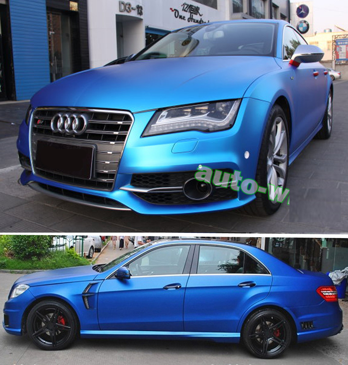 Whole Car Wrap - Hot Metallic Matte Chrome Blue Satin Vinyl