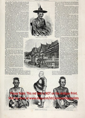 Thailand Bangkok, King Rama IV, Two 1850s Antique Engraving Prints & Article