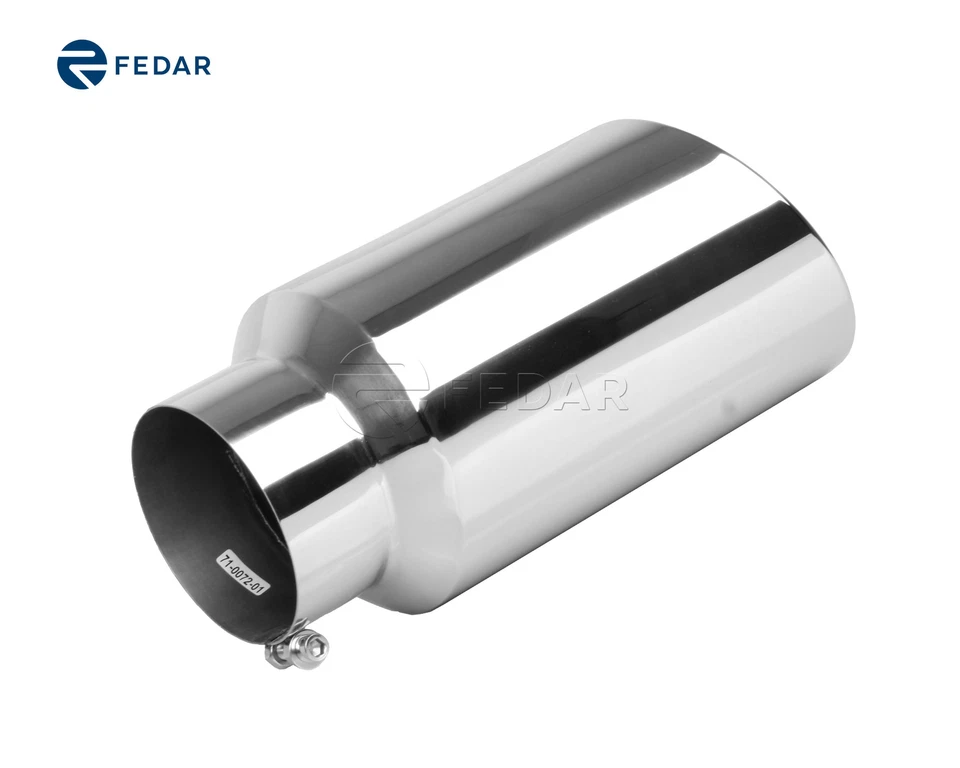 Entrada de 5" 7" Salida 15" Largo Enrollado Extremo Corte Ángulo Camión Tubo de Escape Punta Foto 3 de 4