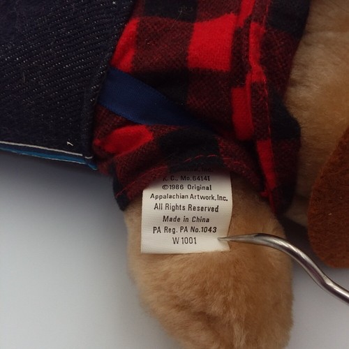 Oso de peluche vintage de pieles de peluche de 7' pareja obra de arte original de los Apalaches a cuadros - Imagen 13 de 15
