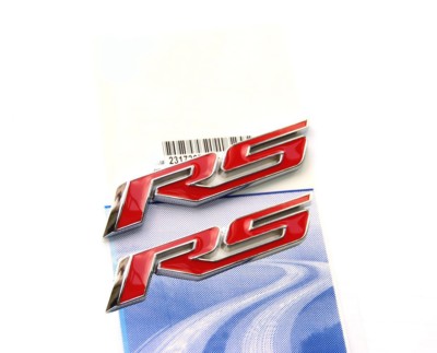 2x OEM Red RS Emblem Badge Stickers for Camaro series Shiny