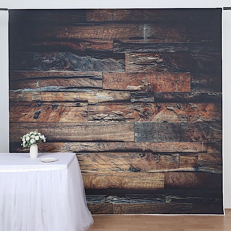 DARK BROWN 8 ft x 8 ft Printed Vinyl Photo Backdrop 3D Wood Design Banner Events - Image 4 of 4