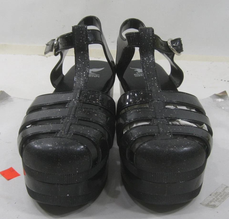 Nuevas Sandalias Negras 2-1/4" Plataforma Tacón Moda Playa Sexy MUJERES Talla 8.5 Foto 2 de 4