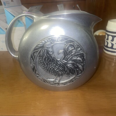Carson Industries States Metal Cast Pewter Rooster Pitcher