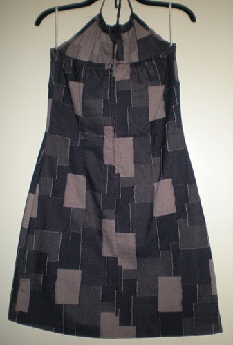 Women's Patchwork Style Denim Spandex Halter Dress – Size: S/M - Picture 4 of 5