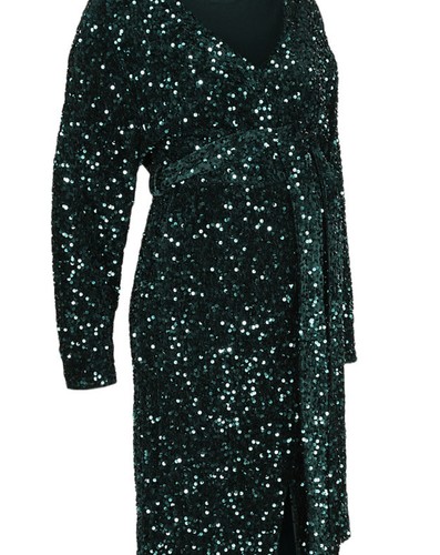 Half Meter Bottle green sequin Stretch Velvet Dress Fabric 58” - Picture 3 of 9