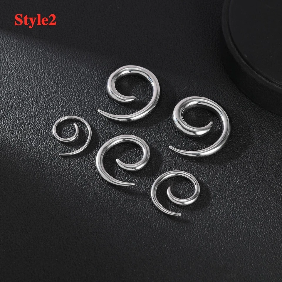 1 Шт панк хирургическая сталь туннель и штепсельная вилка спираль серьги обруч плоть растяжка - Изображение 3 из 4
