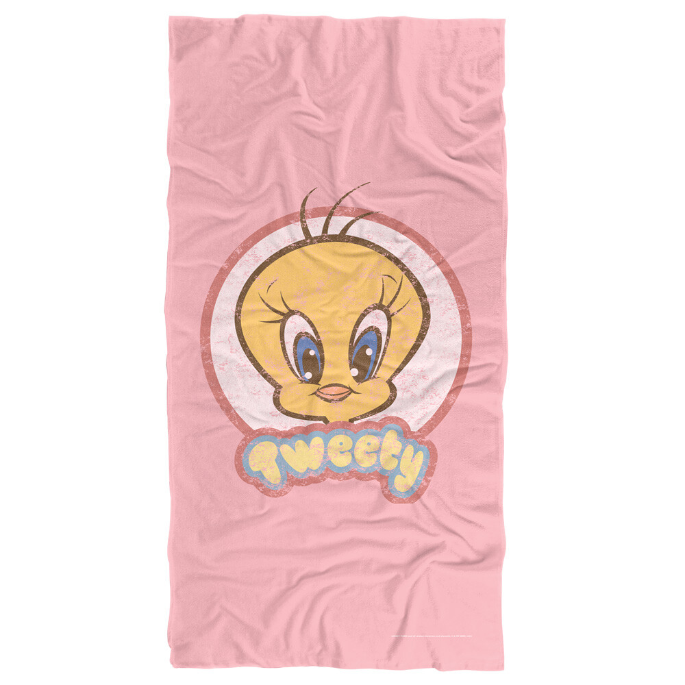 Retro Pink Tweety Looney Tunes Beach Towel 30x60 Inches