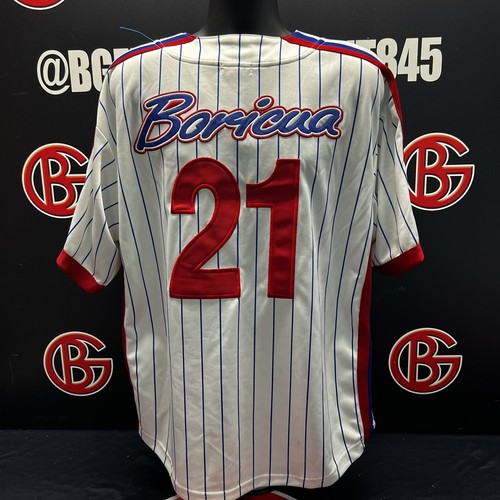 Roberto Clemente unsigniertes Puerto Rico Boricua Trikot ~ Größe large