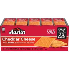 Austin Cheddar Cheese on Cheese Sandwich Crackers, Single Serve Snack Crackers,