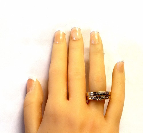14k yellow gold .23ct SI1 H semi mount diamond engagement ring wedding band 6.8g - Imagen 7 de 7