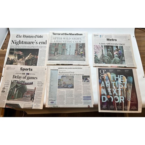 The Boston Globe 2013 Marathon Bombing 5 Complete Newspaper Set - Picture 9 of 12