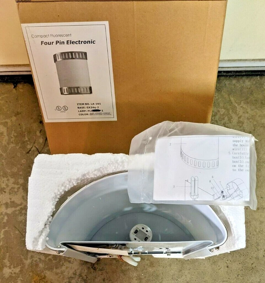 LA-161 Compact Fluorescent 4 Pin Electronic Brushed Steel Wall Lamp+Ushio Lights - Image 3 of 4