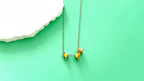 Slinky Dog Necklace Toy Story Movie Jewelry Cartoon Dachshund Pendant - Video 1 of 1