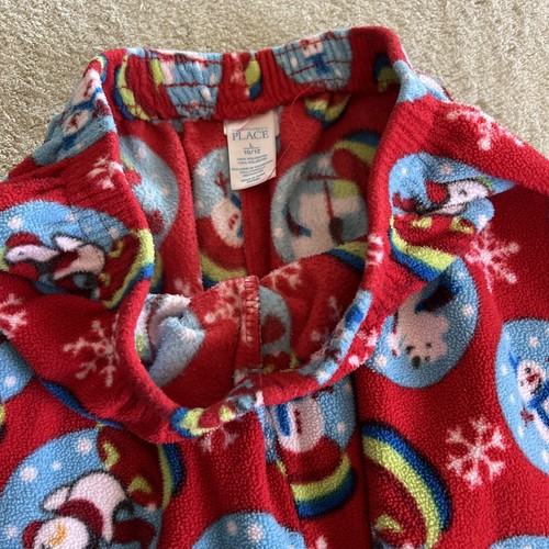 Childrens Place Boys Red Snowglobe Penguin Polar Bear Fleece Pajama Pants 10-12 - Picture 6 of 7